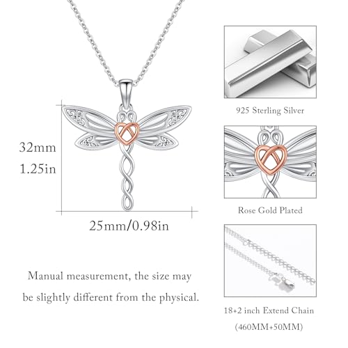 MEDWISE Celtic Dragonfly Necklace for Women 925 Sterling Silver Celtic Pendant Animal Necklace Dragonfly Jewelry Gifts for Women Mom3