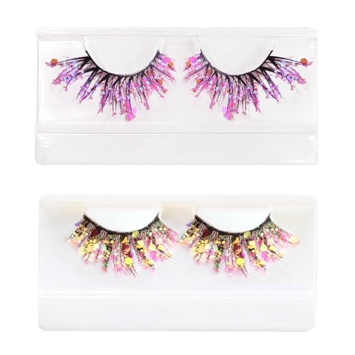 2 Paires De Faux Cils À Paillettes, Créatifs Et À La Mode, Les Cils Brillants Épais Brillants Pour Femmes, La Décoration De Scène De Performance Masquée, Les Accessoires De Costumes.