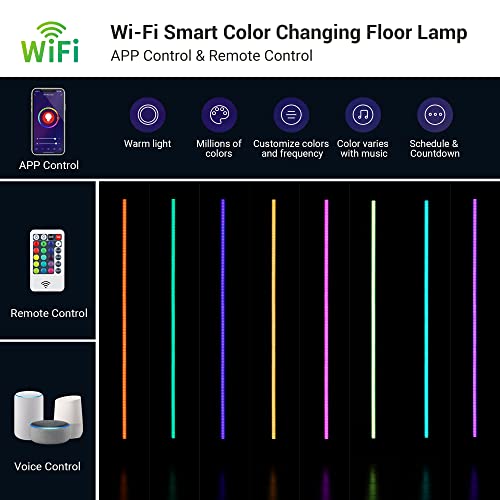 Edishine Rgbw Corner Floor Lamp With App & Remote Control, Led Dimmable Standing Lighting Works With Alexa, Google Home, Smart Wifi Modern Tall Light For Living Room, Bedroom, Minimalist (Gold) #TOP1