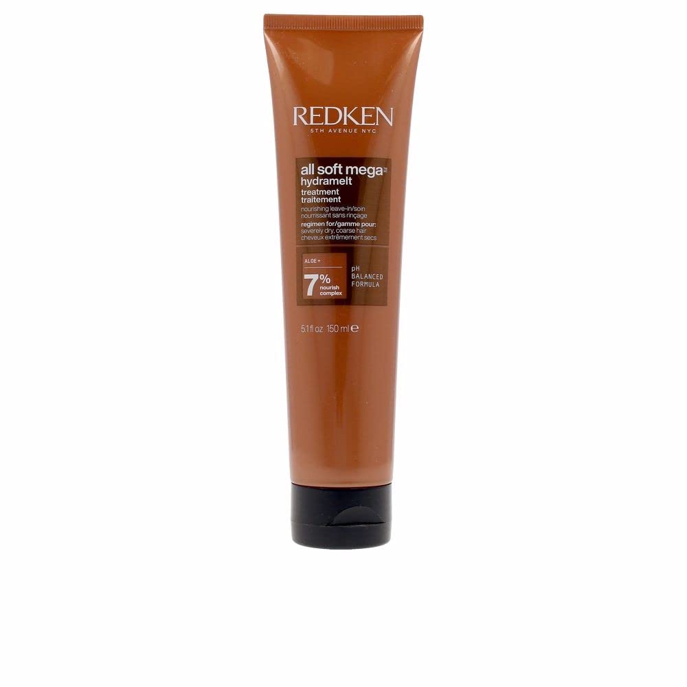 Redken All Soft Mega Curls Hydramelt Leave-In Treatment For Extremely Dry Curly &amp; Coily Hair - Moisturizing Hair Lotion, Enhances Shine Cradle to Cradle Certified