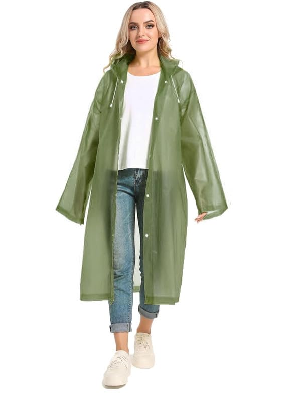 Image of OKARA EVA Waterproof Rain Coat Hooded Outdoor Water Resistant Suit Portable Men and Women