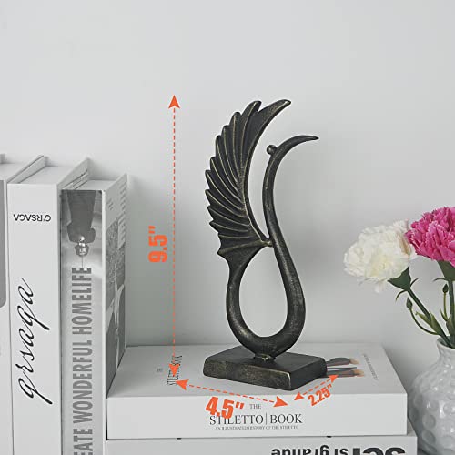 Estatua de grulla abstracta de hierro fundido para decoración miniatura 4