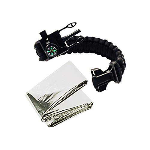 RTS Paquete de manta de emergencia y pulsera de supervivencia de paracord