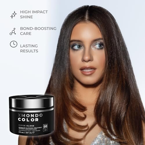 Image of XMONDO Super Gloss Intensive Glossing Treatment, Clear, 8 Fl Oz | Infused with Bond Booster & Lusterhance Technology for High-Gloss Shine, Vegan Formula, No Color Added