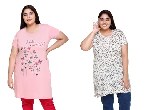 Image of In Love Women's Plus Size Cotton Printed T-Shirt with Pocket - Combo Pack of 2