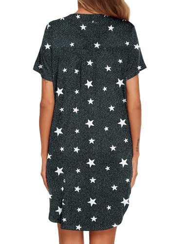 Image of Ekouaer Women V Neck Button Down Nightgown