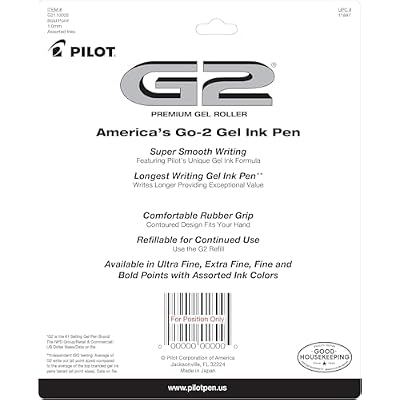 Pilot G2 Premium Retractable Gel-Ink Rolling Ball Pens, Bold Point (1.0mm), 1.0 Gel Pens, Assorted, 10-Pack - Ideal for School, Journaling, Office Writing