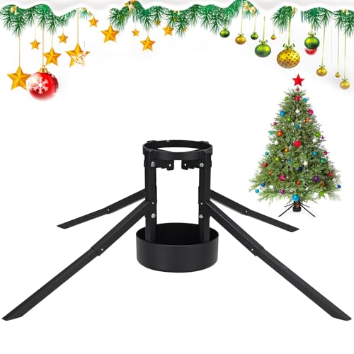 DAKEPOLE Weihnachtsbaumständer, Stabile Abnehmbare Weihnachtsbaumständer Baumhalter für Lebenige Weihnachtsbaum Stämme, Schwarz Christbuamständer Passt bis zu 220 cm Echte Bäume