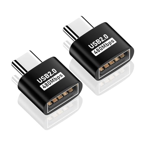 Image of ETZIN USB2.0 to USB C Adapter, USB Type C Male to USB 2.0 Type A Female Extension Connector Support 480Mbps Data Transfer, OTG Function and Charging for Phone, USB Keyboard (2, Black-C) EPL-1293CC