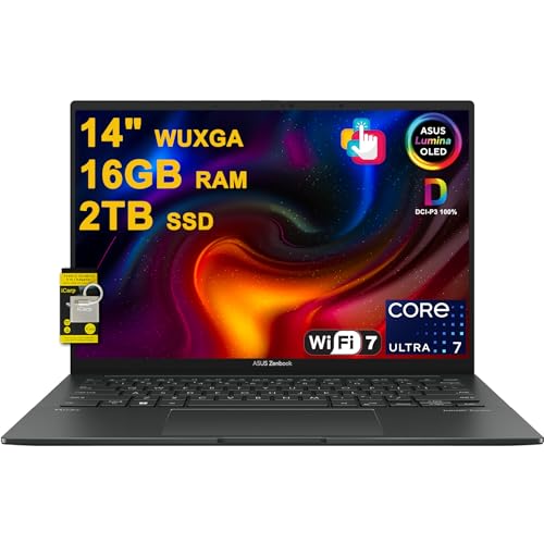 Image of ASUS Zenbook 14 Creator Laptop 14 inch WUXGA Lumina OLED Touch (100% DCI-P3, 500nits HDR) Intel 16-core Ultra 7 255H (Up to 13 Tops) 16GB RAM 2TB SSD for Business Professional Win11 ICP Hub
