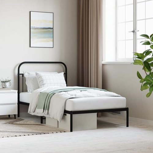 Rantry Estructura de Cama con cabecero Metal Negro 100x190 cm, Base Somier para Adultos, niños y Adolescentes, Fácil Montaje Tipo 3 Camas y somieres