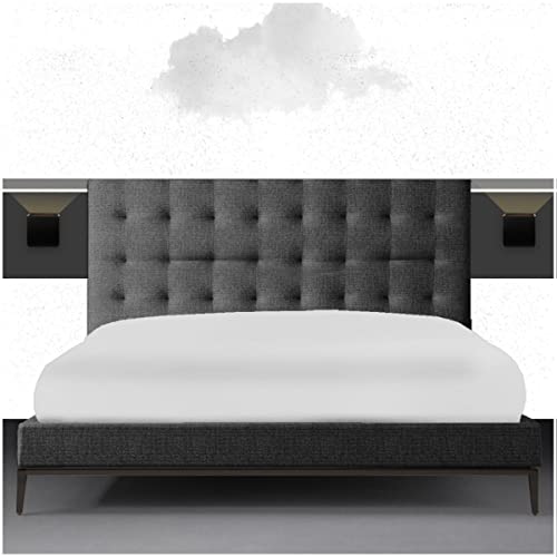 200 TC King Size Fitted Sheet - Extra Deep Fitted Sheet King Size Cotton - Long Staple Hotel Quality Bedding - White (203 x 152 x 40 Cm)