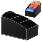 TOMETURE Kaffeeaufbewahrung Acryl Runder Zuckerorganizer für Kaffeestation Hotel Zuckerbeutelbox mit Glatten Kanten ohne Grate für Zuhause
