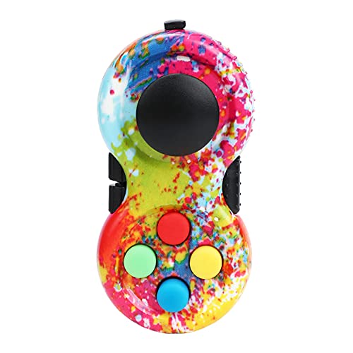 LXXIASHI Game Pad Fidget Toy for Anxiety, Video Game Controllers Fidget Toy, Fidget Blocks with 8-Fidget Functions for Stress Relieving (Tie Dye - Rainbow, 2.8x1.4x1in-1PC)