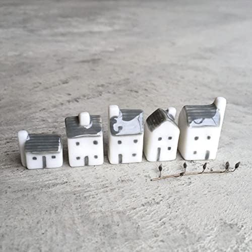 East of India Porcelain Mini Houses Gift, Street in a Box, Inspirational Keepsake Gift, Boxed Thinking of You Gift, Happiness Gift, Small Porcelain Houses