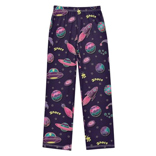 ZZXXB Space Planet Star Boys Long Pants Soft Trousers Elastic Waist Kids Lounge Bottoms with Pockets S-XL