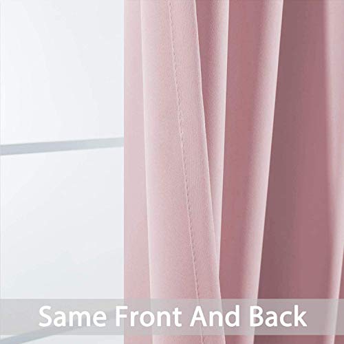Yakamok Light Blocking Window Blackout Curtains Thermal Insulated Room Darkening Drapes for Bedroom,Solid Grommet Top Window Panels, 52x108 Inch, Pink, One Pair