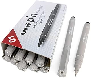 Uni Pin Fineliner Drawing Pen - Light Grey Tone - 0.1mm - Box of 12