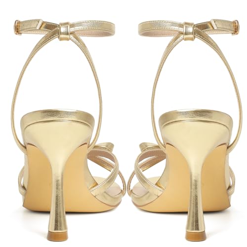 Image of Mostrin Strappy Heels for Women Ankle Strap Heels Women's Heeled Sandals for Party Prom Wedding