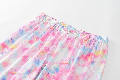 Image of Tie Dye Mermaid Sloth Christmas Halloween Pajamas for Girls Long Sleeve and Pants Nighty PJS 2-piece Set Size 6-16