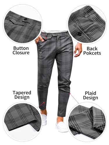 Image of Mens Chinos Slim Fit Pants Stretch Tapered Dress Pant Casual Trousers