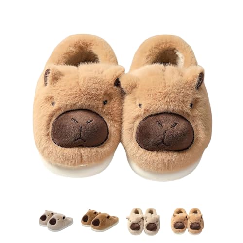 Capybara Slippers for Women Men, Home Couple Plush Warm Slippers, Cute Warm Thick Capybara Slippers for Winter
