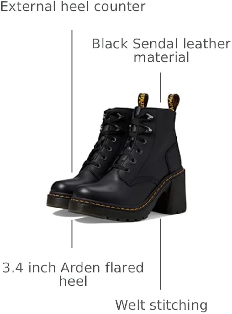 Amazon.com: Dr. Martens, Women's Jesy 6 Tie Boot, Black Sendal, 5