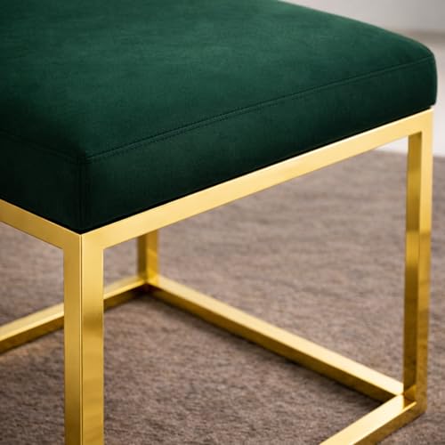 Image of Square Metal Ottoman /Sitting Stool /Living Room Furniture /Office, Velvet Footstool /Footrest Pouffes Home Decor (Green) - 30.48 Cm, 38 Cm