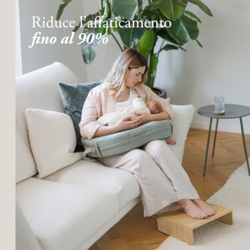 Inglesina Elysia Coussin d’Allaitement Ergonomique avec Ceinture Lombaire, Double Densité, Tissu Respirant en Bambou et Maille 3D, Soutien pour Maman et Bébé, 0-3+ Mois, Balance Green – vue 3