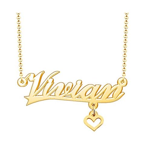 CLY Jewelry Silver Gold Heart Pendant Custom Jewelry Customized for Her Personalized Vivian Name Necklace Cover