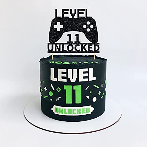 Level 11 Unlocked Cake Topper, Video Game Cake Topper, Game Controller Cake Topper For 11Th Birthday Party Decoration #TOP2