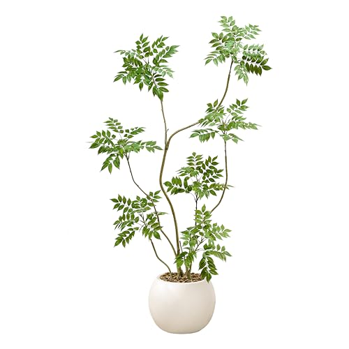 Artificial Mahonia Fortunei Tree 6ft,Tall Fake Plant Artificial Sumac Tree, Faux Plants Indoor Fake Plants Decor with Pots for Home Office Bathroom Bedroom Living Room Decorations Housewarming