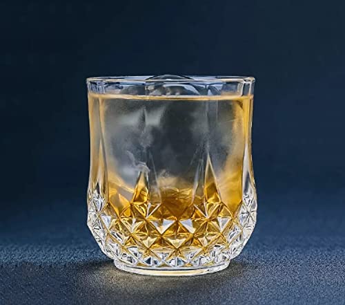 Image of WRINGO 280ml Italian Premium Juice Glasses and Transparent Water Glass Medium Size Tumbler Glasses for Drinking Water and Cocktails, Diamond Design Glass Water Glasses (Lining, Set of 12)