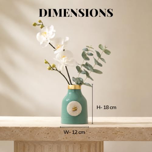 Image of Urban Born Metal vases for Flowers & Plants | Metal pots for Plants | Home Decor | Vases Decorative | Living Room | Living Room Vintage Decor (12 X 12 X 18 cm) Aqua