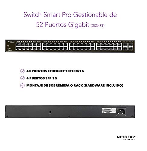 NETGEAR-Switch-Ethernet-de-48-puertos-GS348T-Switch-Ethernet-Smart-Managed-Pro-de-52-puertos-con-4-x-SFP-de-1G-montaje-sobremesabastidor