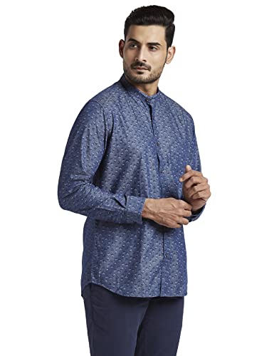 Image of Colorplus Men's Pure Cotton Yarn Dyed /Print Pattern Tailored Fit Spread Collar Full Sleeve Casual Shirt