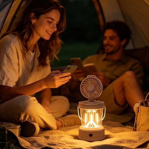 Ventilateur de tente avec lanterne pour éviter la chaleur et les coupures de courant