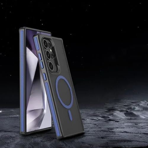 Coque S25 Ultra magnétique bleu mat et translucide antichoc