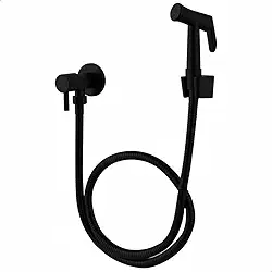 Ducha Higiênica Completa Redonda SOFTINOX Preto Fosco Black Matte 1/4 de Volta em Metal com Mangueira 1,20m e Suporte para Parede – Chuveirinho para Lavabo