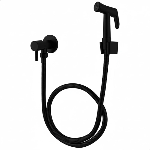 Ducha Higiênica Completa Redonda SOFTINOX Preto Fosco Black Matte 1/4 de Volta em Metal com Mangueira 1,20m e Suporte para Parede – Chuveirinho para Lavabo