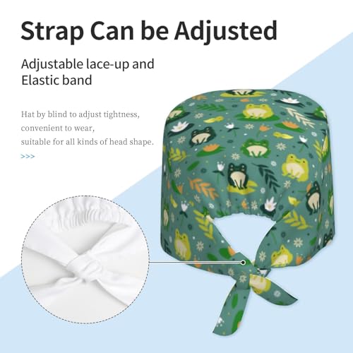 Image of Working Cap Scrub Cap with Sweatband Adjustable Unisex Women Tie Back Hat Nurse Surgical Caps