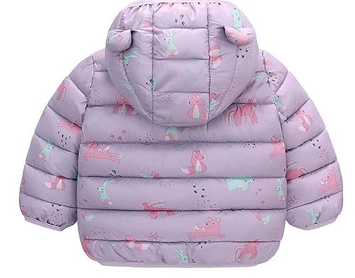 Little Girls Winter Warm Bear Hoods Down Jacket Lightweight Windproof Puffer Padded Outwear Coat4