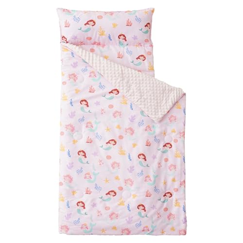Bunnikins & Clover Toddler Nap Mat with Removable Pillow, Nap Rolls for Preschool, Easy Clean Toddler Sleeping Mat for Kindergarten, Kids Sleeping Bag for Daycare