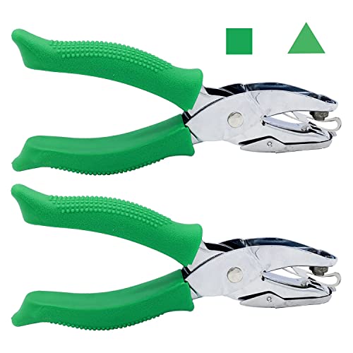 Miao Jin 2Pcs 1/4" Triangle And 1/6" Square Handheld Metal Hole Punch For Diy Craft Paper Scrapbook Puncher Small Shaped Hand Tool With Grip (Triangle And Square) #TOP1