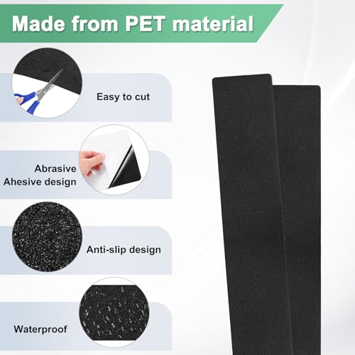Image of M METERXITY 15-Pack Anti Slip Traction Tape 24 inch x 4 inch Best Grip Tape Grit Outdoor Non-Skid Tape High Traction Friction Abrasive Adhesive for Indoor /Outdoor Stairs Step [Black]