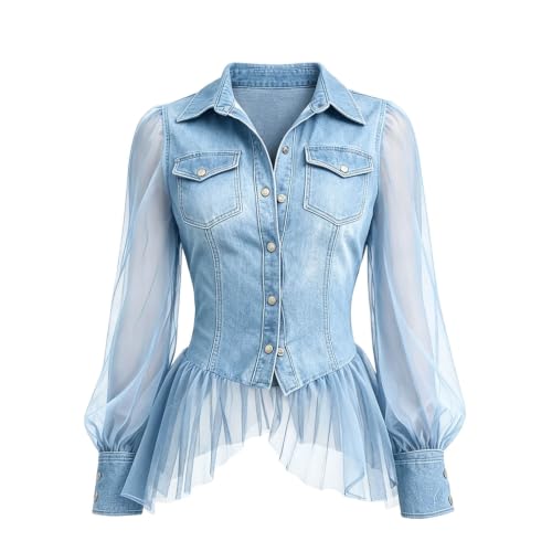 Blusa vaquera para mujer ajustada que estiliza con estilo informal 5