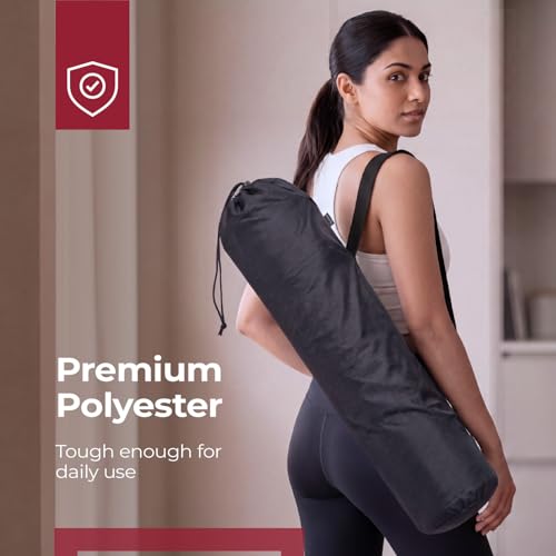 Image of Lifelong Yoga Mat Bag for Women & Men | Lightweight Durable Polyester | Drawstring Closure & Fixed Shoulder Strap | Reinforced Stitching | Premium Yoga Carry Bag Without Yoga Mat (Black)