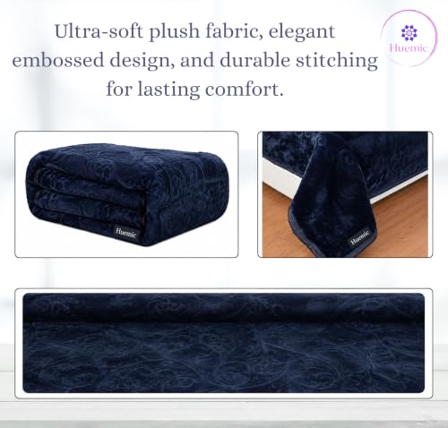 Image of Navy Blue Double Bed Blanket 500 TC Super Soft Premium Microfiber Blanket, 87 x 85 Inches, Warm & Lightweight Winter Blanket, Soft Cozy AC Blanket, All Season Bed Blanket for Home & Travel