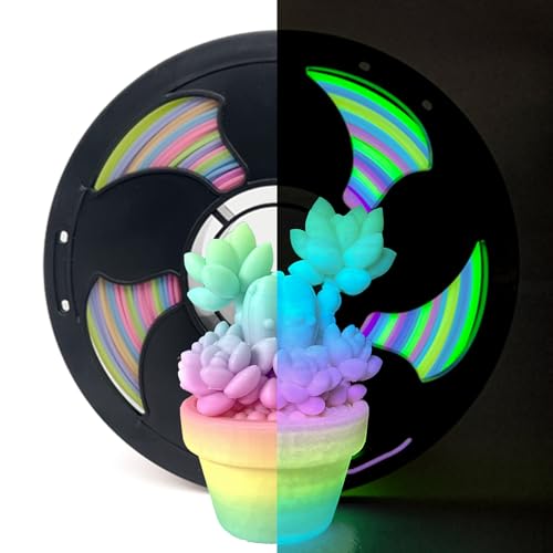 Image of Candy Glow in Dark Rainbow PLA 1.75mm 1kg Luminous 3D Printer Filament FDM | Glow in dark Luminous Gradient Vibrant color Hide layer lines Low warping No tangle 1kg spool 2.2lb for Bambu Flashforge