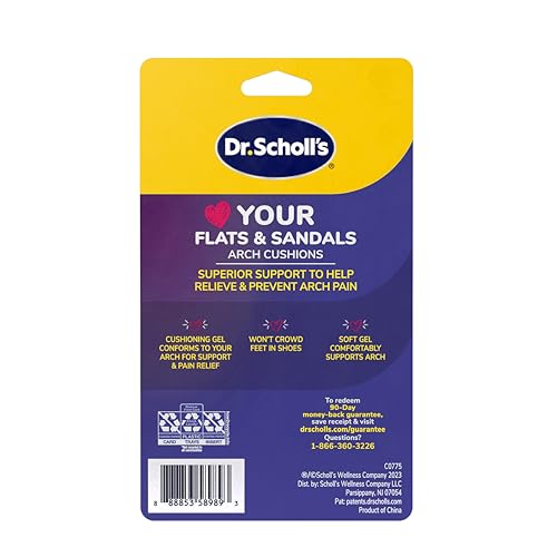Dr. Scholl's Love Your Flats & Sandals Arch Support Inserts, 3 Pair | Size 6-10 cushioning gel for women sandals or flat shoes, foot comfort, gel arch cushions, foot support inserts for women - image 9